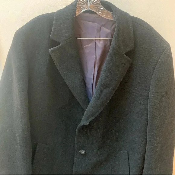 Hugo Boss Morgan Black Virgin Wool Cashmere Dress Coat 2XL - Picture 8 of 12